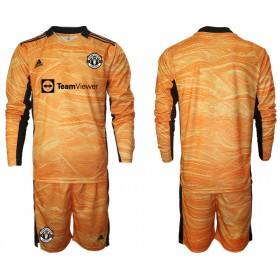 Manchester United Golmanski Domaći Dječji Komplet Dresovi za Nogomet 2021-2022 Dugim Rukavima (+ kratke hlače)